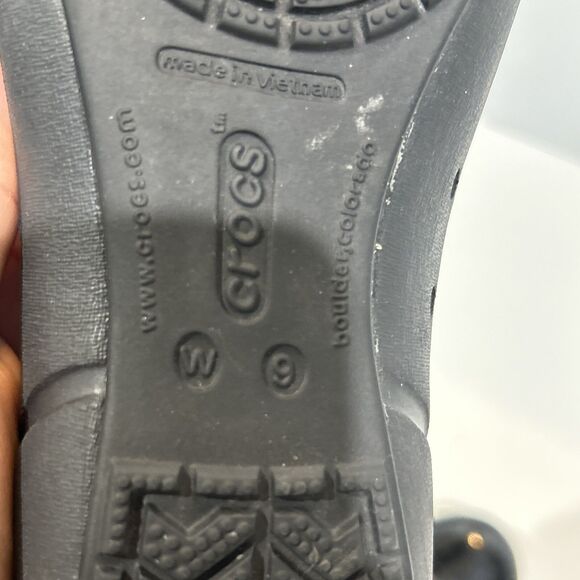 Crocs Ballet Cap Toe Patent Flats Women 9 Black Shoe Rubber Slip On Classic - Picture 5 of 12